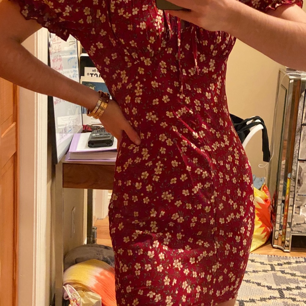 Red floral summer dress